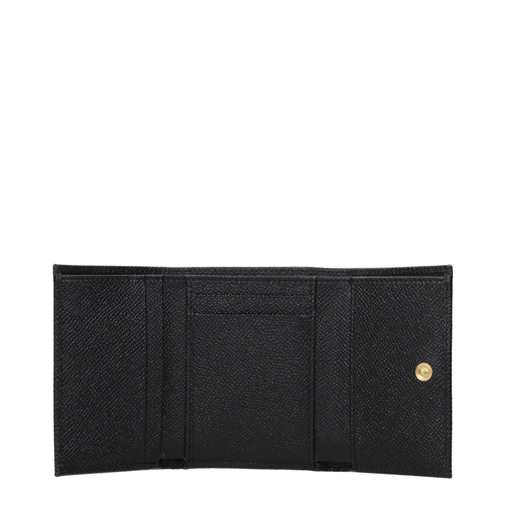 Dolce & Gabbana Compacte leren portemonnee met 2 vakken – Zwart