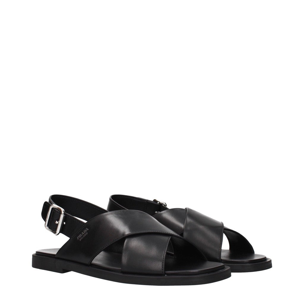 Prada Sandalen met gespsluiting en rubberen zool – Zwart