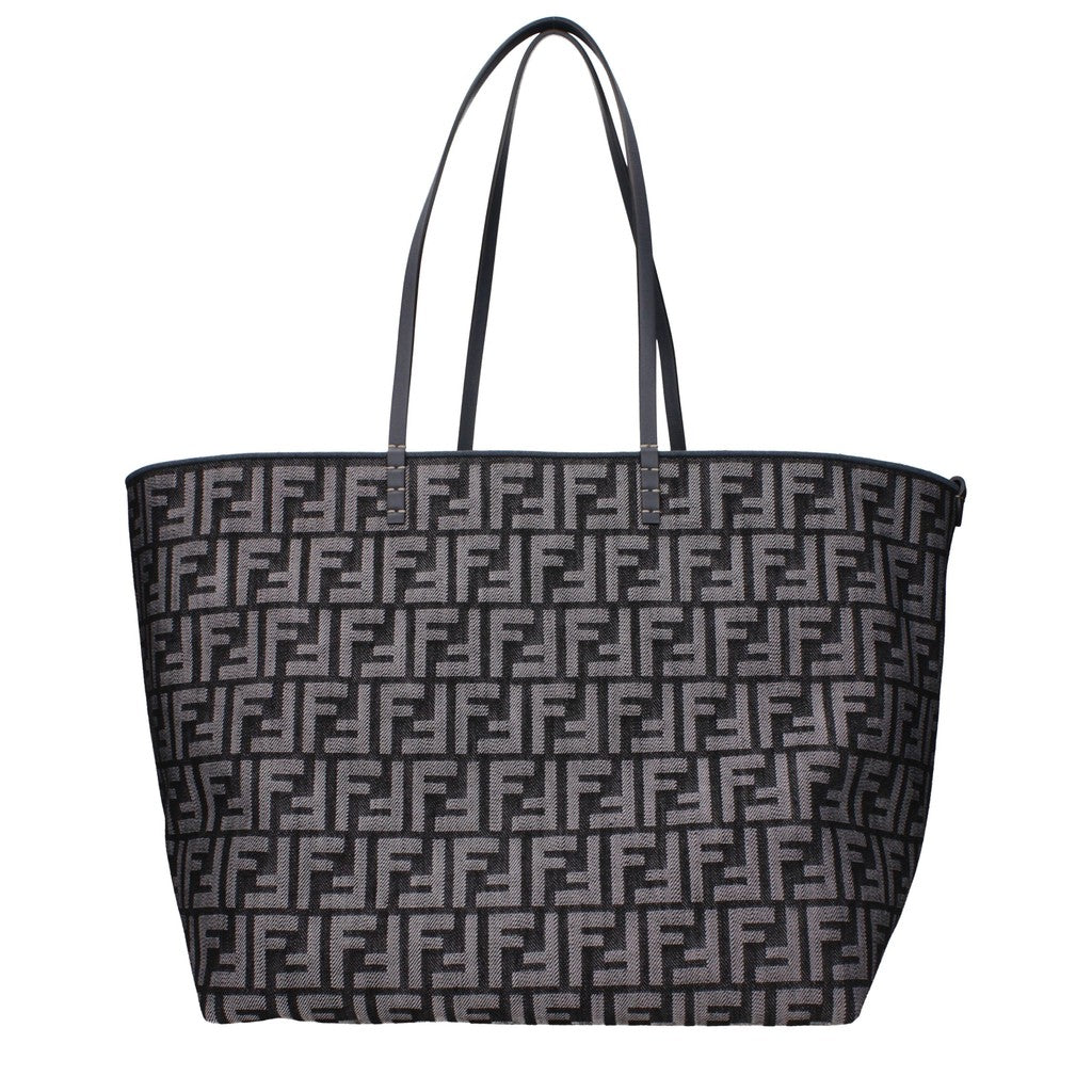 Fendi Roll Shopper Large van stof en leer – Marineblauw