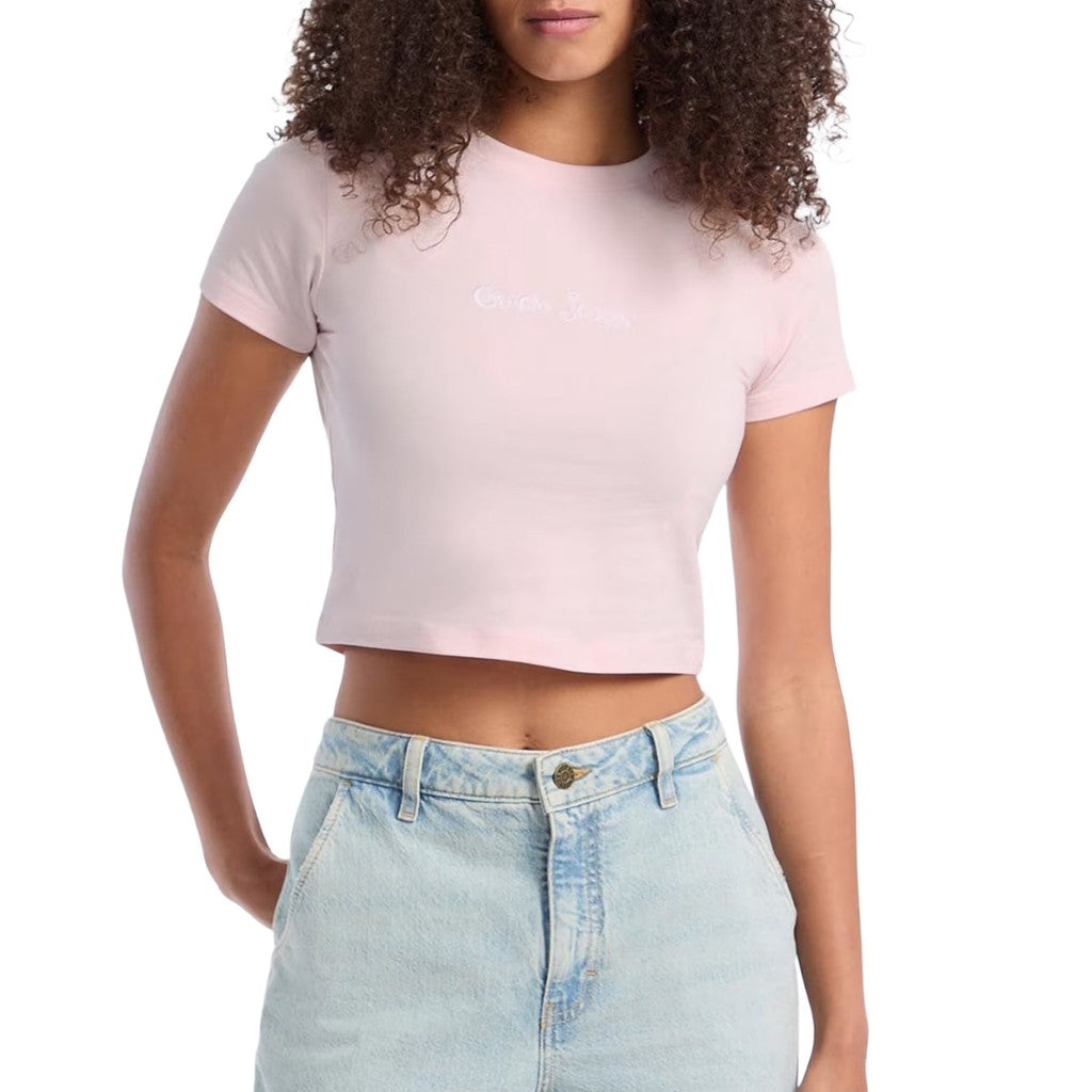 Guess T-shirt met logoborduring Dames – Koningsblauw