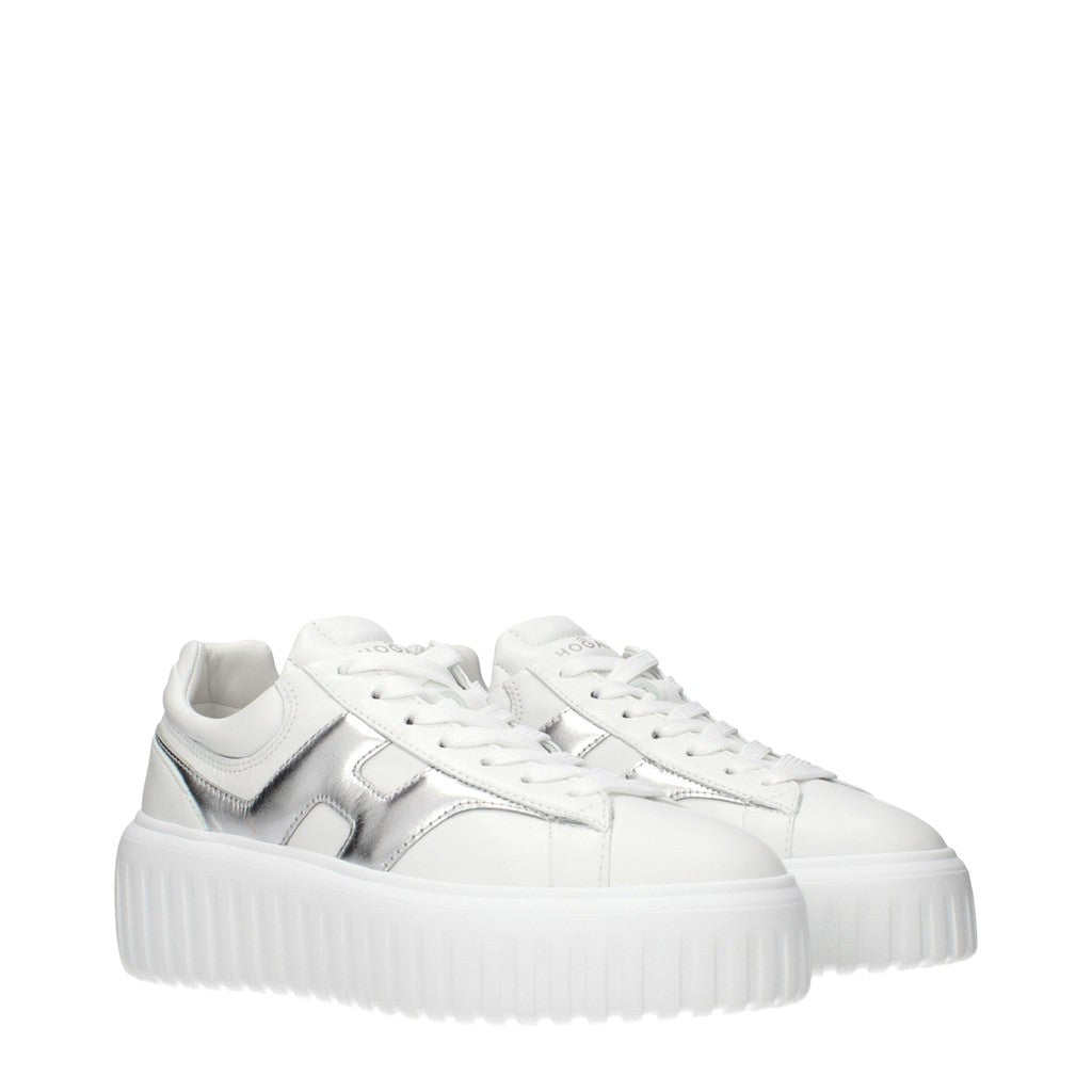 Hogan H-Stripes Sneakers met veters en zilverkleurige accenten – Wit / Zilver