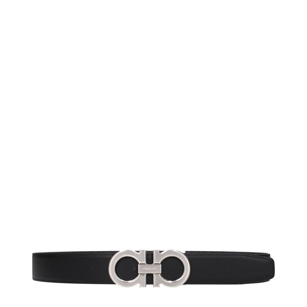 Salvatore Ferragamo Gancini Riem van stof en leer – Grijs / Zwart