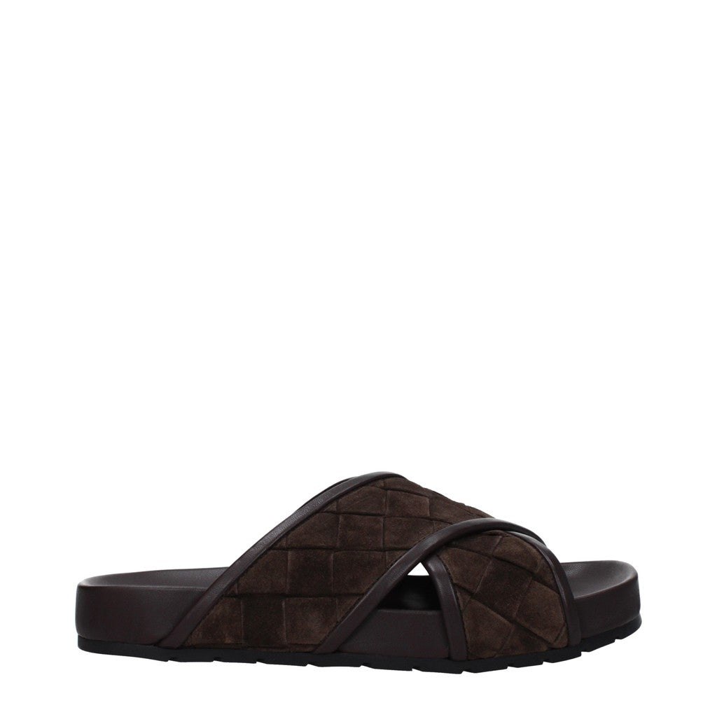 Bottega Veneta Herensandalen van suède en leer – Bruin