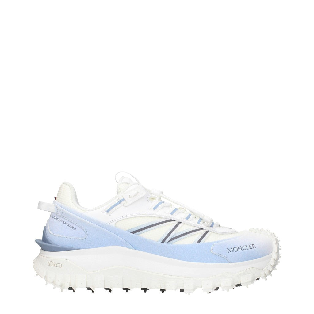 Moncler Trailgrip Sneakers van leer en stof met trekkoord – Lichtblauw / Wit