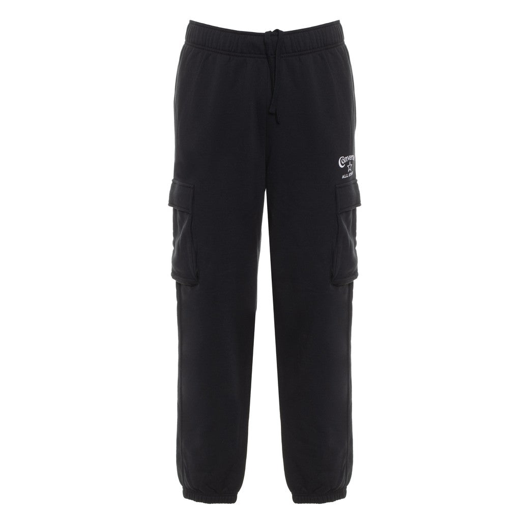 Converse Joggingbroek met vijf zakken, trekkoord en bedrukt logo – Zwart