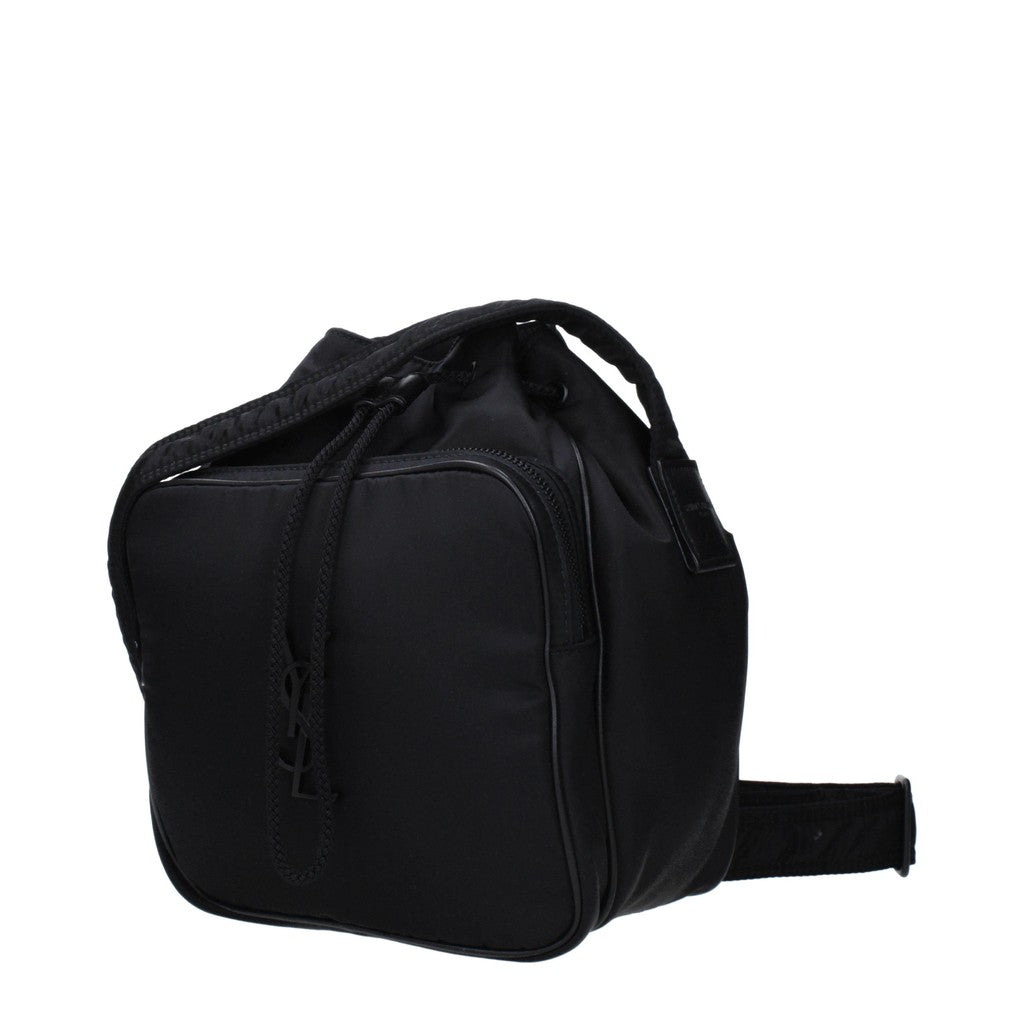 Saint Laurent Niki Crossbodytas van stof en leer – Zwart