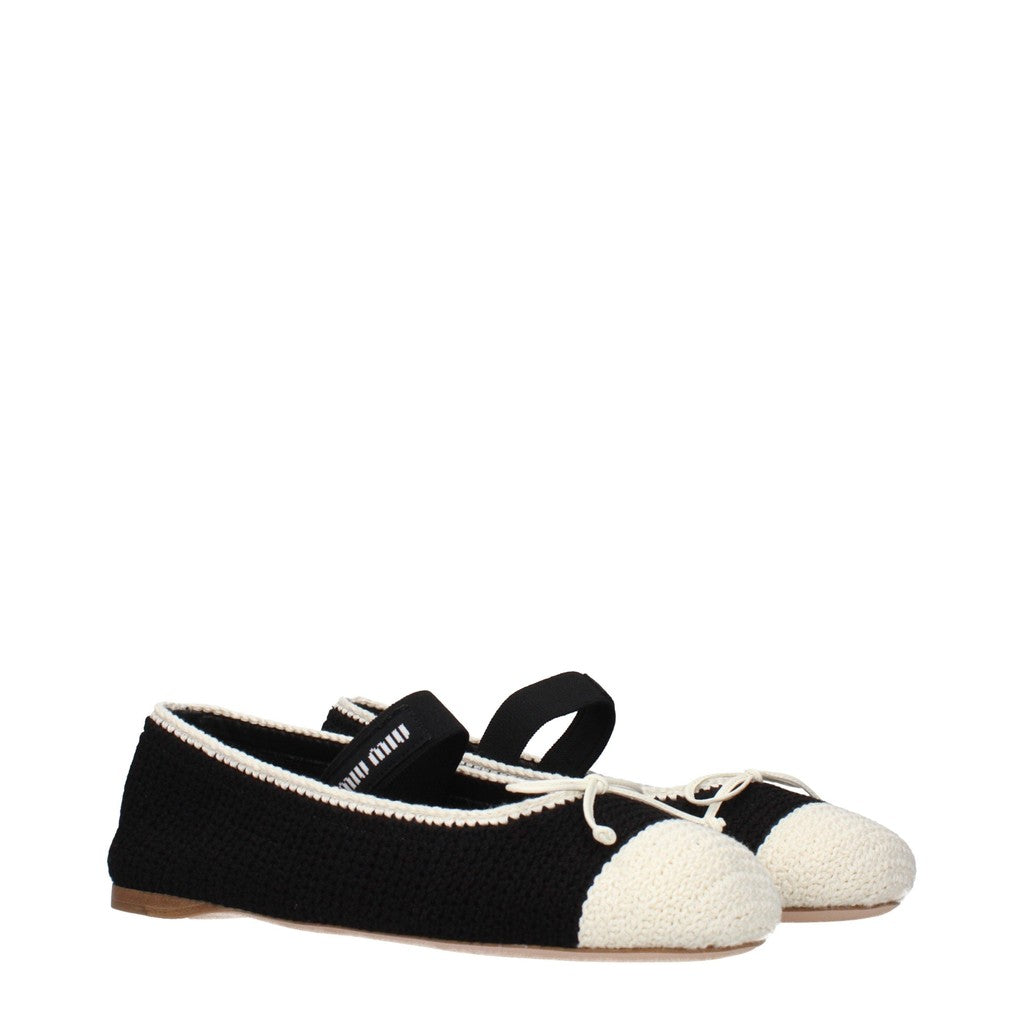 Miu Miu Gehaakte ballerina's – Zwart / Ivoor
