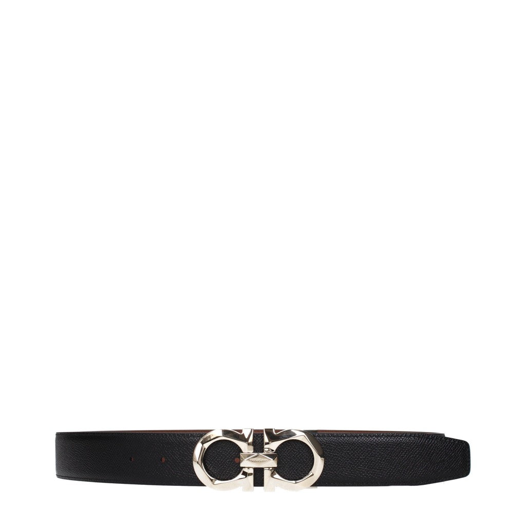 Salvatore Ferragamo Gancini Riem met goudkleurige details – Bruin / Zwart