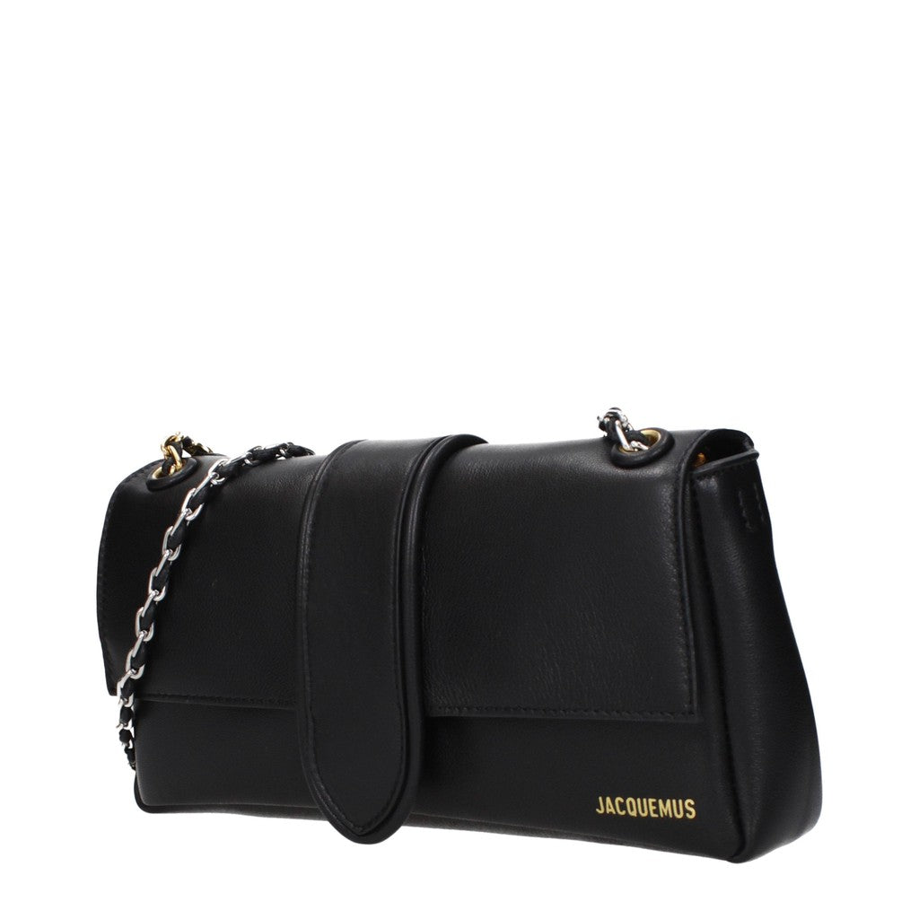 Jacquemus Bambino Chaine Leren schoudertas met magneetsluiting – Zwart