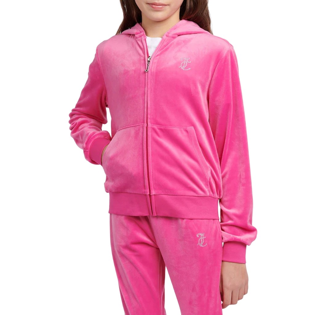 Juicy Couture Kids Hoodie met rits – Fuchsia