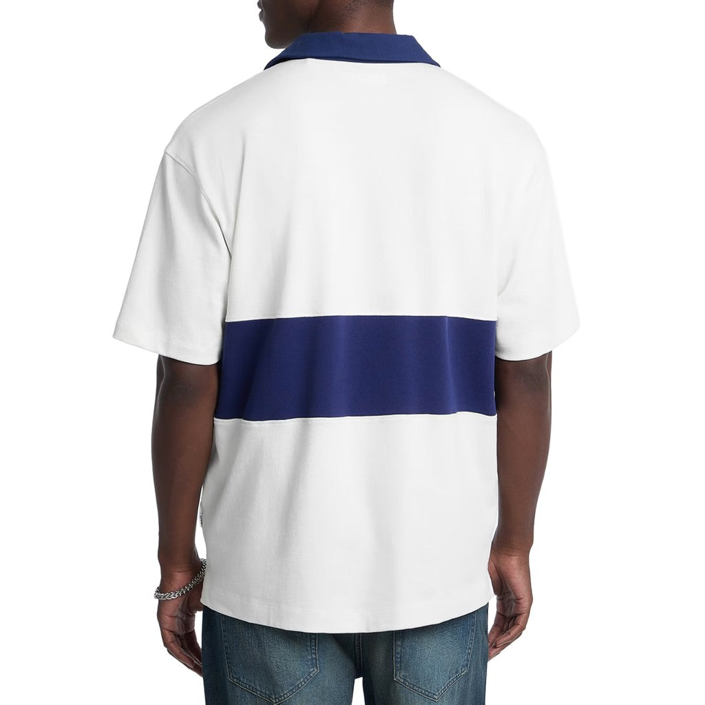 Guess Gestreepte polo met logoborduring – Wit
