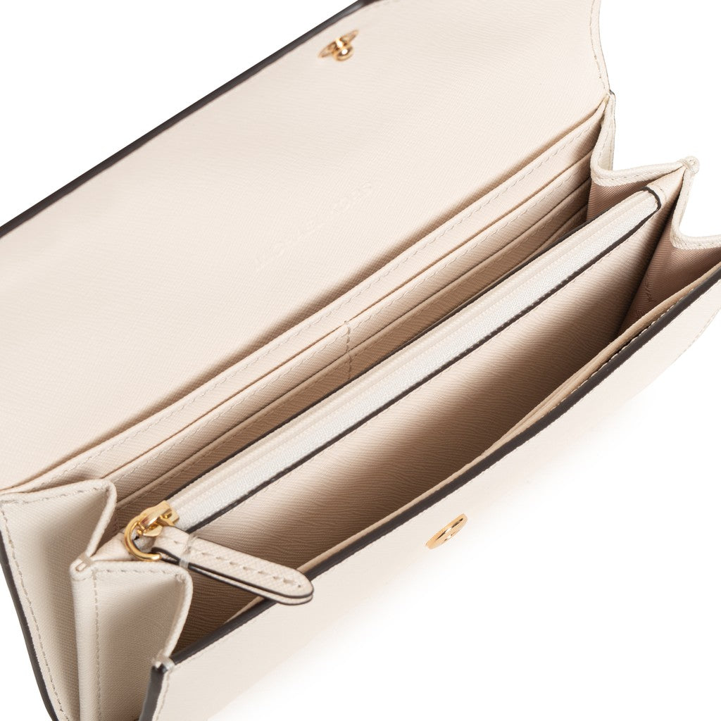 Michael Kors Jet Set Travel Portemonnee met drukknopen en logo – Crème