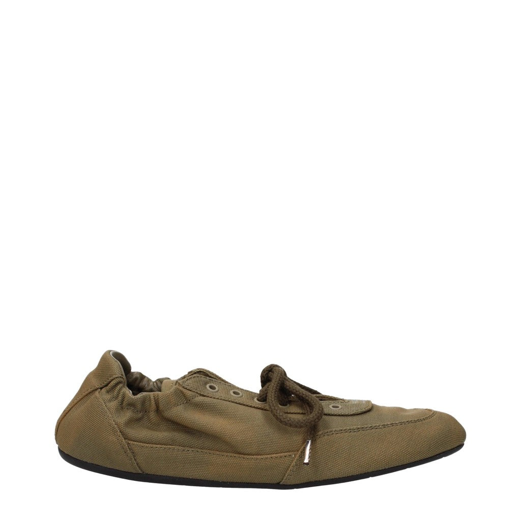 Prada Sneakers met vetersluiting en ronde neus – Olijfgroen