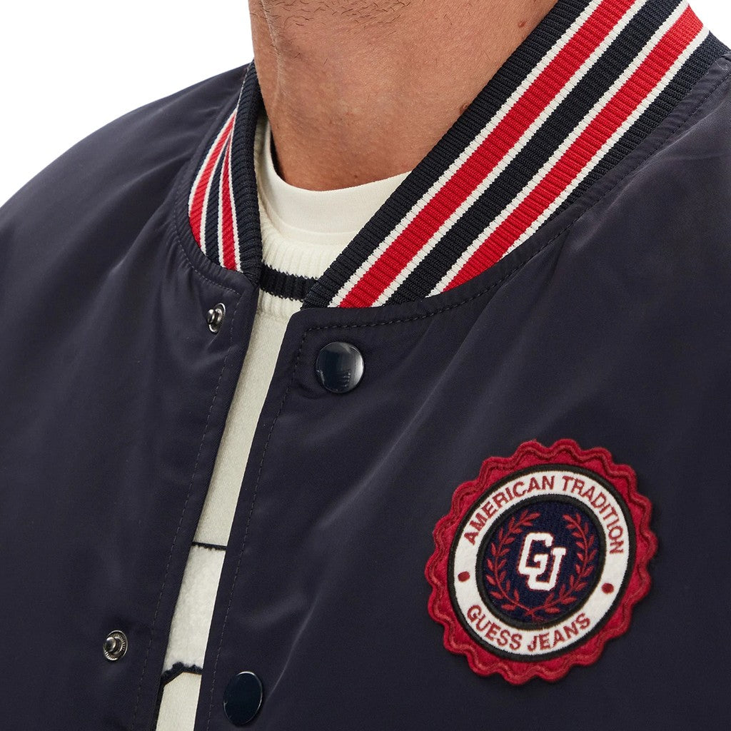Guess Bomberjack met knoopsluiting – Blauw