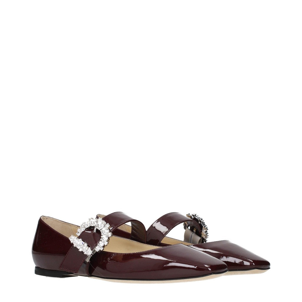 Jimmy Choo Cheri Ballerina's met gespsluiting – Bordeauxrood