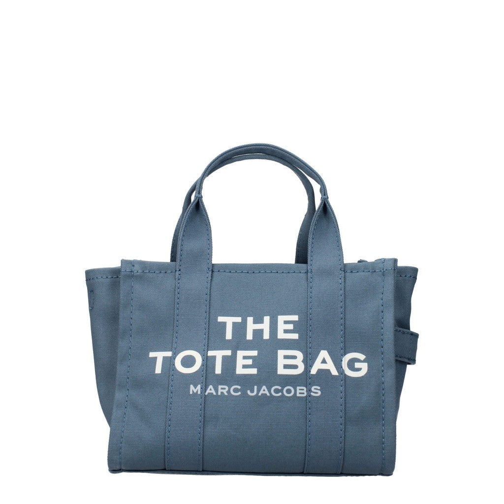 Marc Jacobs The Tote Shopper van leer en stof, compact – Blauw