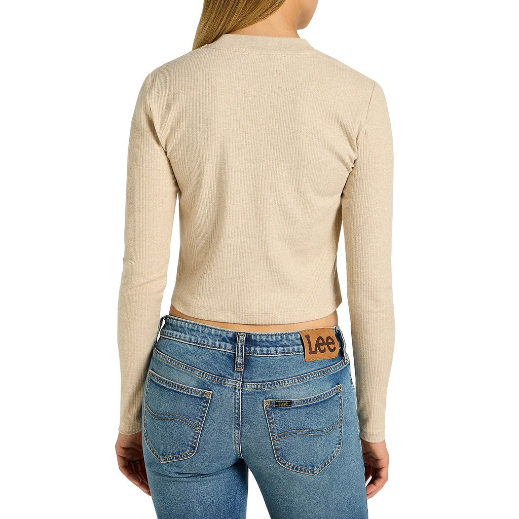 Lee Cropped T-shirt met lange mouwen – Beige