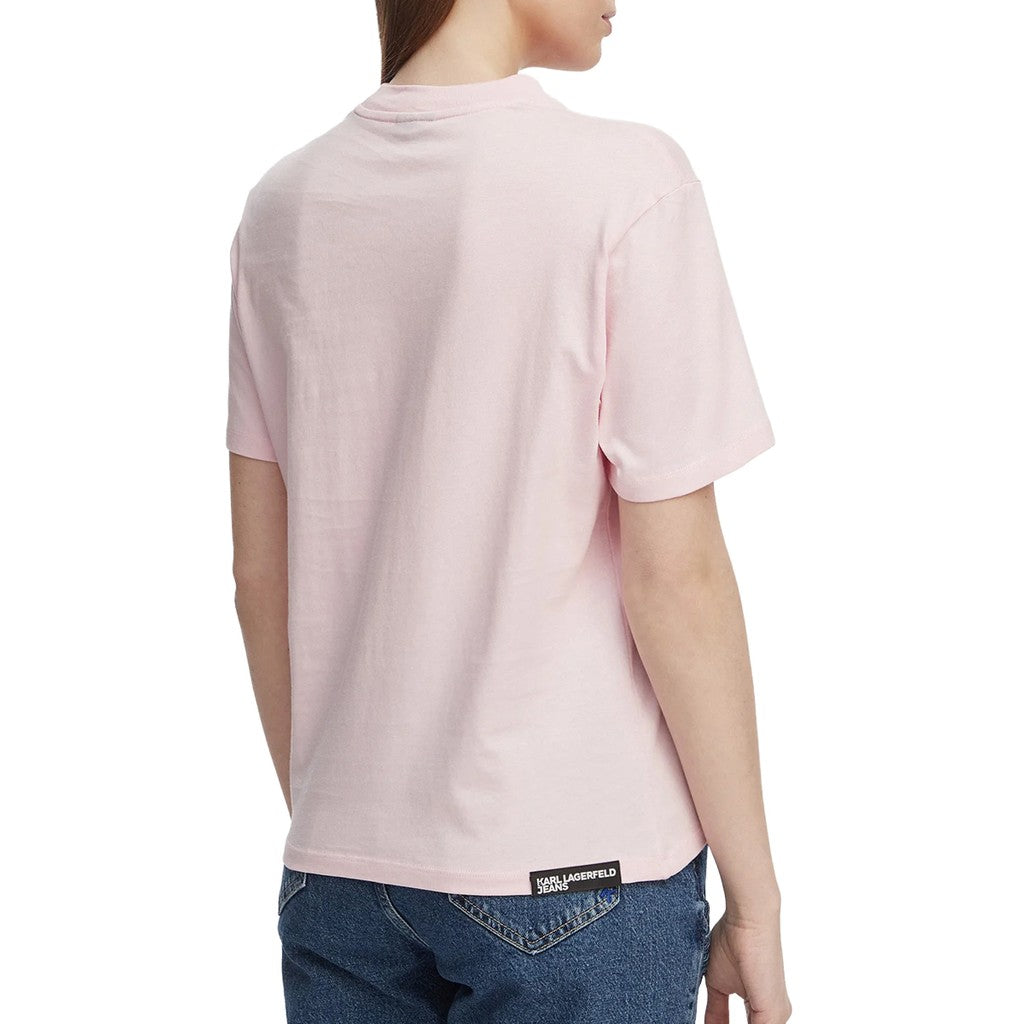 Karl Lagerfeld T-shirt met K-logo en ronde hals – Zachtroze