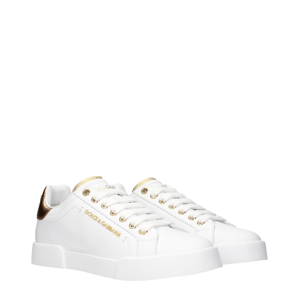 Dolce & Gabbana Sneakers met veters – Wit / Goud