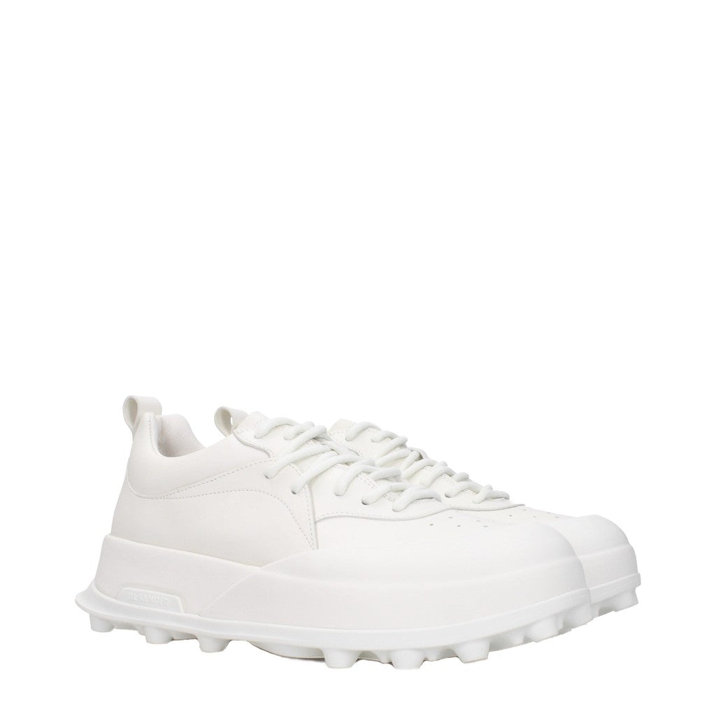 Jil Sander Leren sneakers met hoge zool – Wit