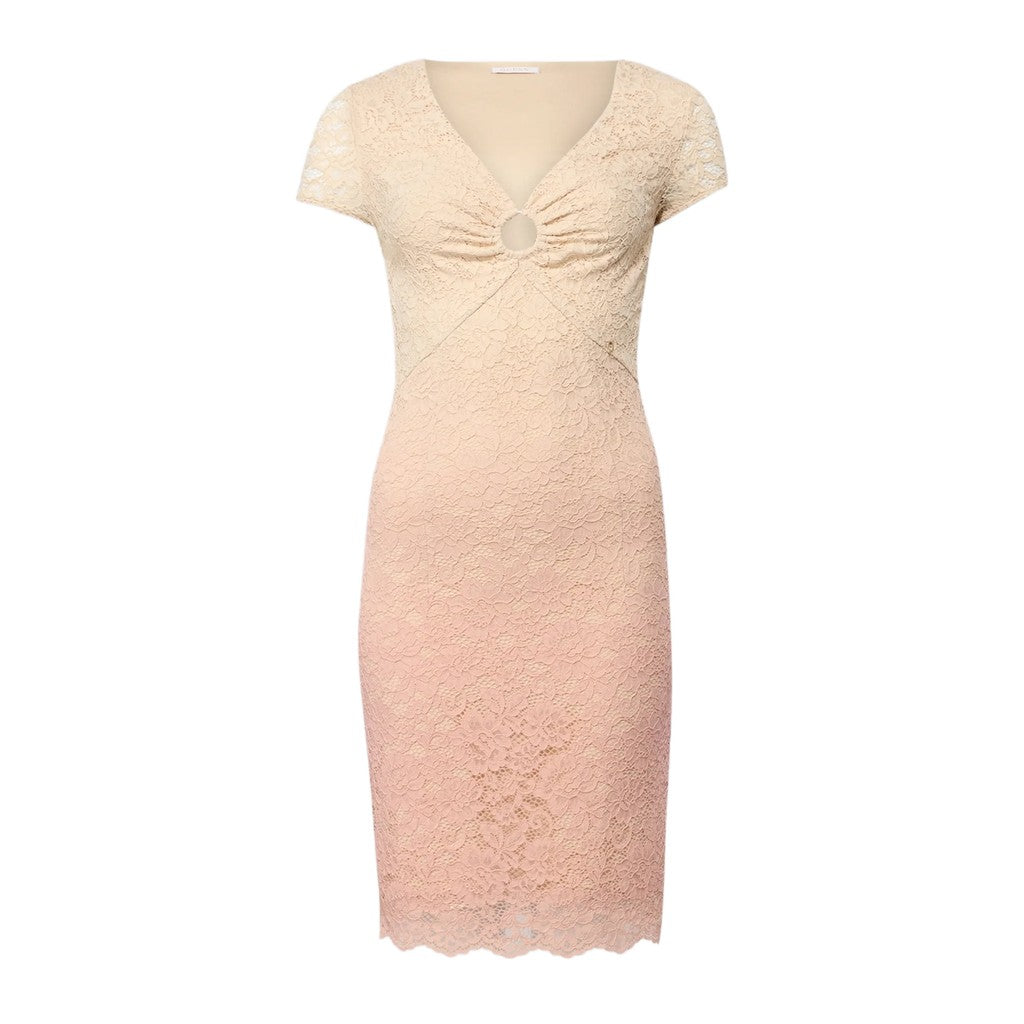 Guess Kanten jurk met V-hals en korte mouwen – Roze
