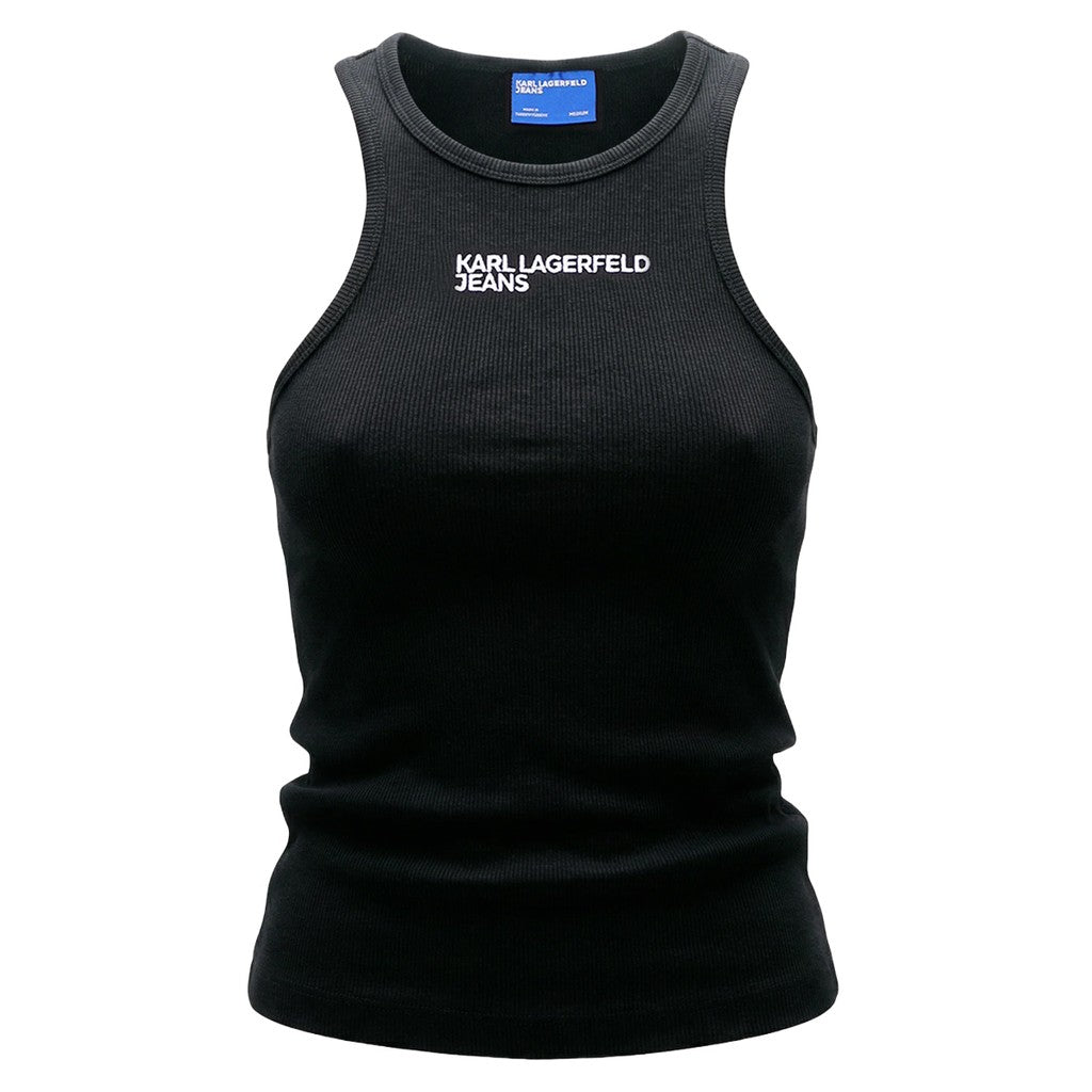 Karl Lagerfeld Geribde tanktop – Zwart