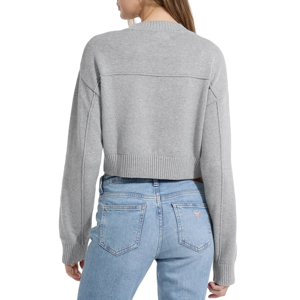 Guess Tweekleurige korte trui met ronde hals – Grijs