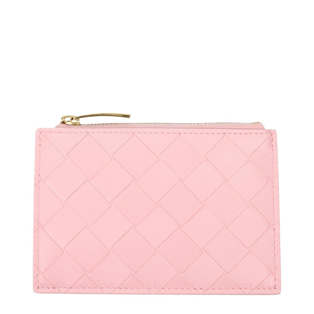 Bottega Veneta Kaarthouder met goudkleurige details – Lichtroze