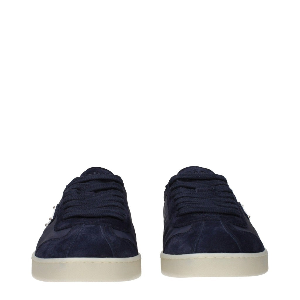 Prada Re-Nylon Sneakers van stof en suède met veters – Blauw