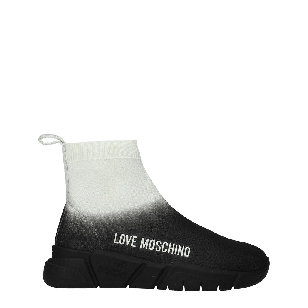 Love Moschino Stoffen sneakers met rubberen zool – Zwart / Wit