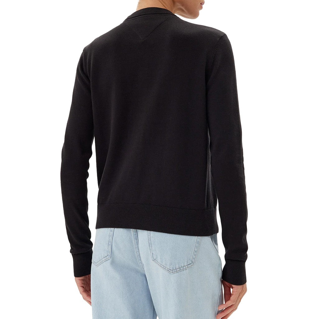 Tommy Jeans Essential Trui met ronde hals en geborduurd logo – Zwart