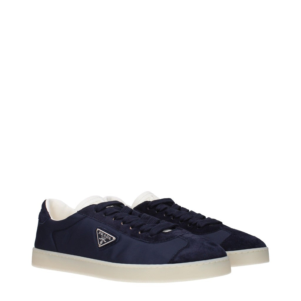 Prada Lane Sneakers van stof en suède – Blauw