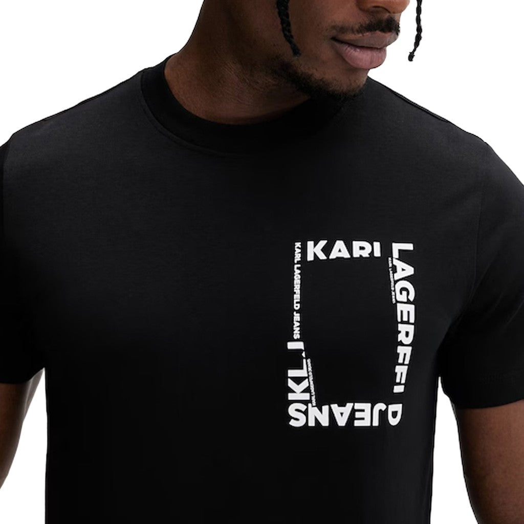 Karl Lagerfeld Slim fit T-shirt met framelogo – Zwart