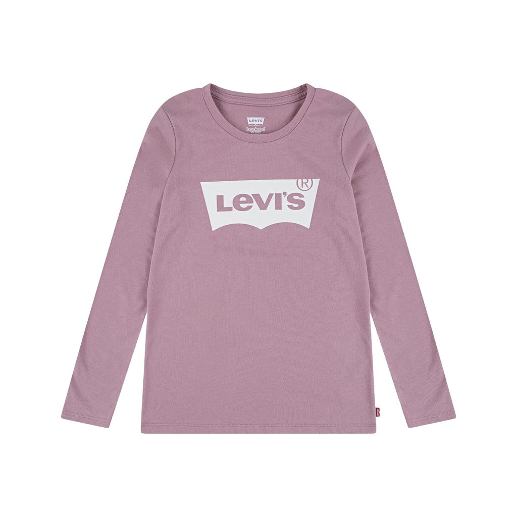 Levi's Kids T-shirt met lange mouwen en bedrukt logo – Paars