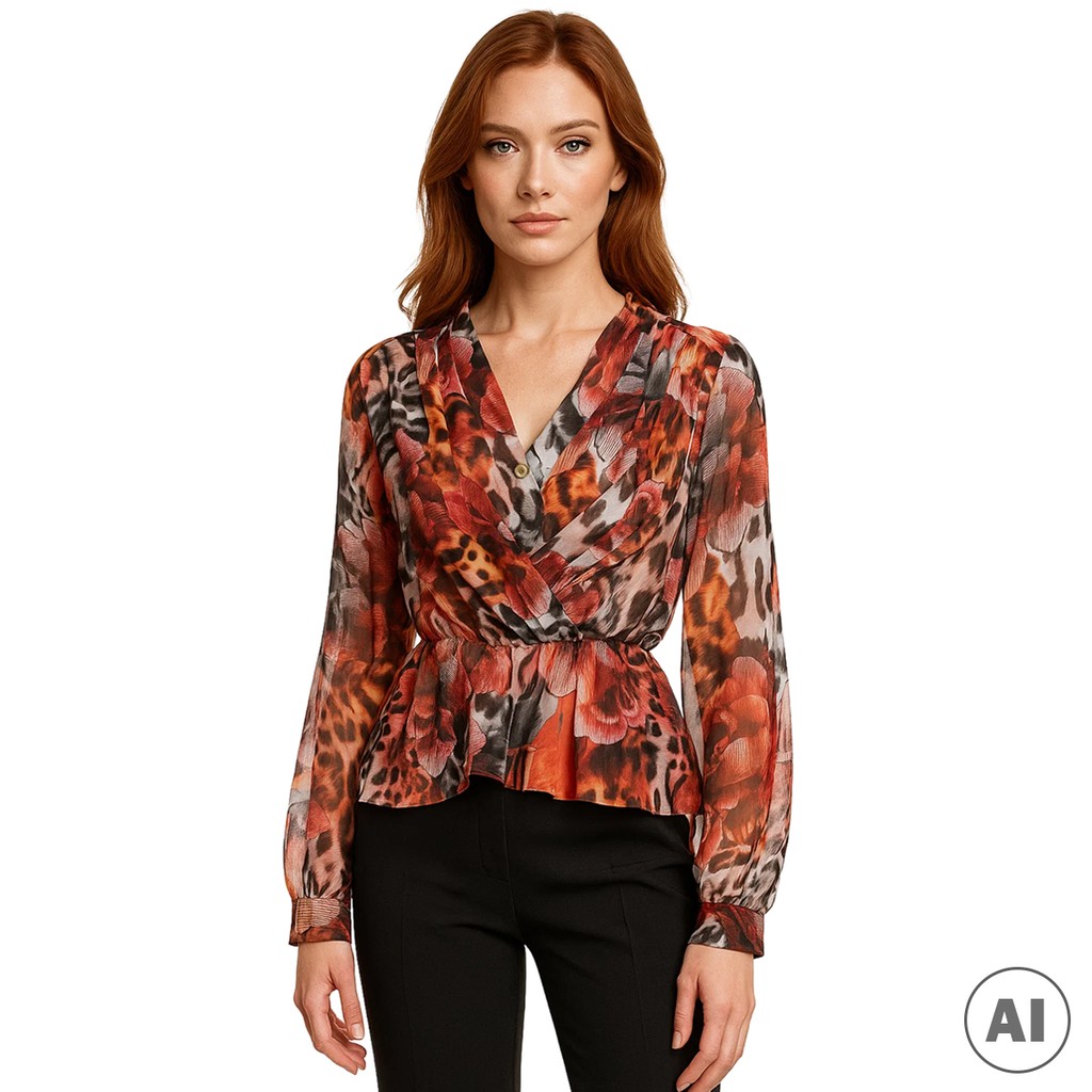 Guess Blouse met dierenprint en knoopsluiting – Meerkleurig