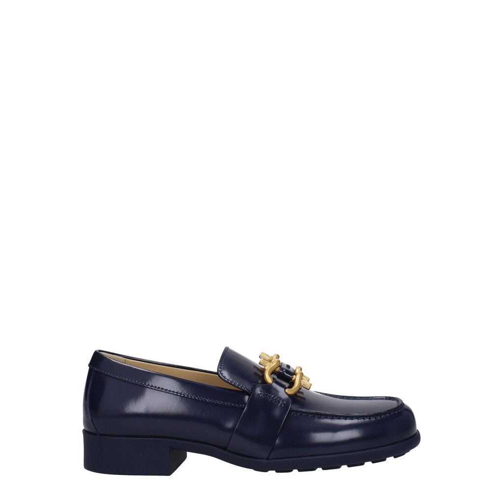 Bottega Veneta Leren loafers met goudkleurige details – Marineblauw