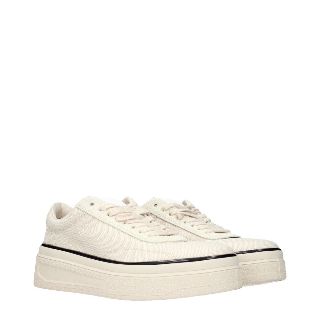 Jil Sander Sneakers van stof en leer met veters – Beige