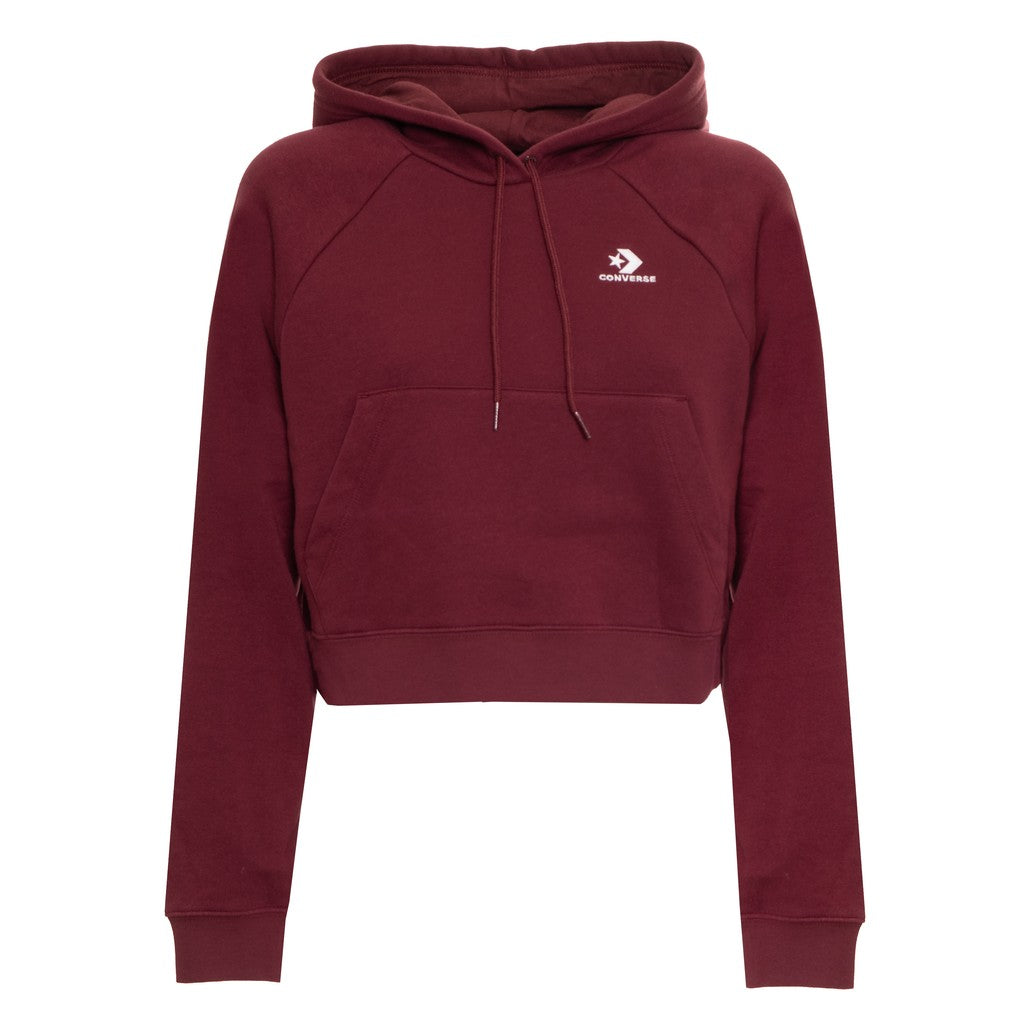 Converse Cropped hoodie met fleece binnenkant en geborduurd logo – Bordeaux