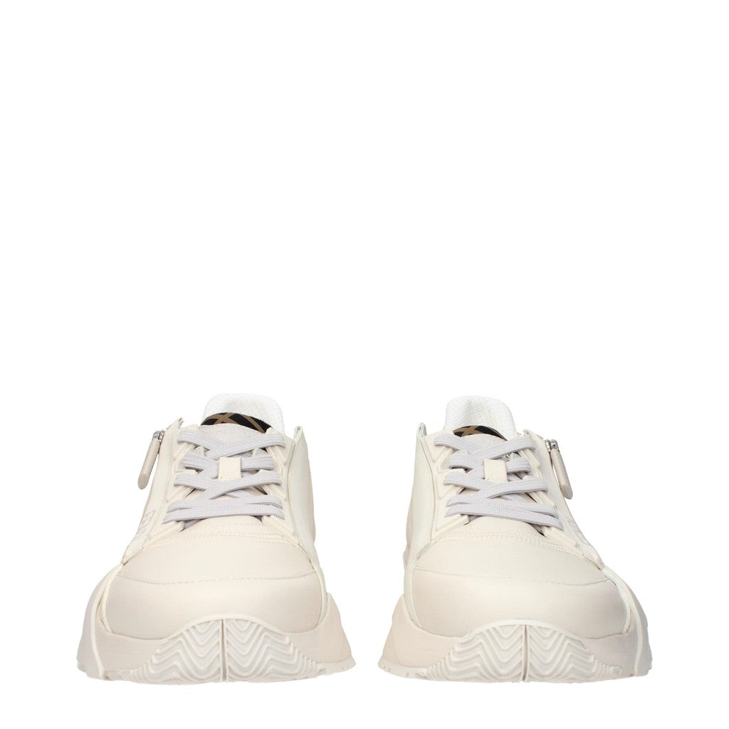 Fendi Sneakers met veters en rits van leer – Beige