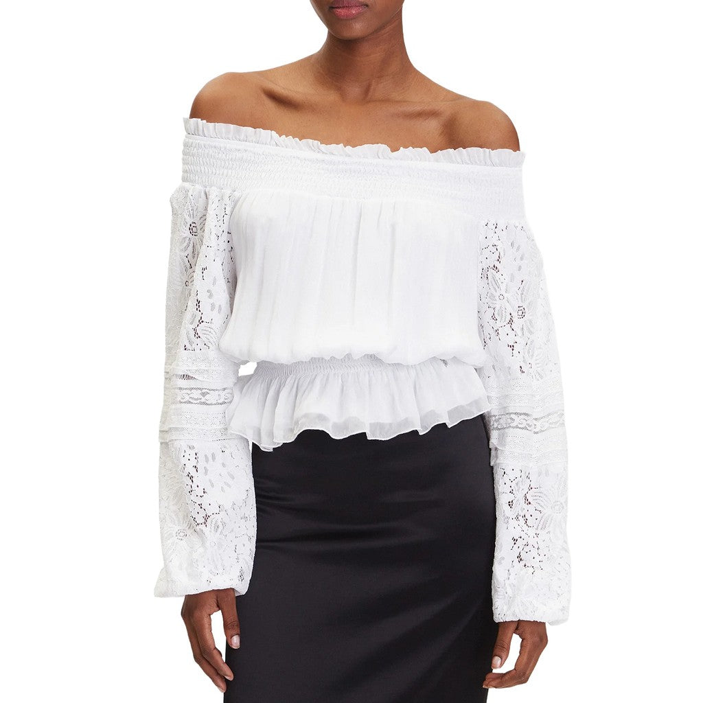 Guess Effen blouse met lange mouwen – Wit