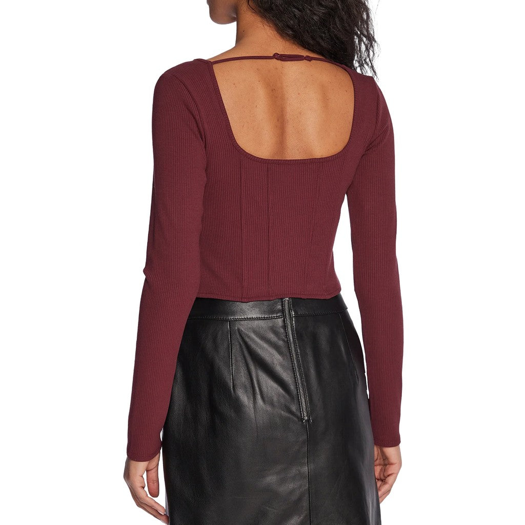 Guess Top met lange mouwen en logo – Bordeaux