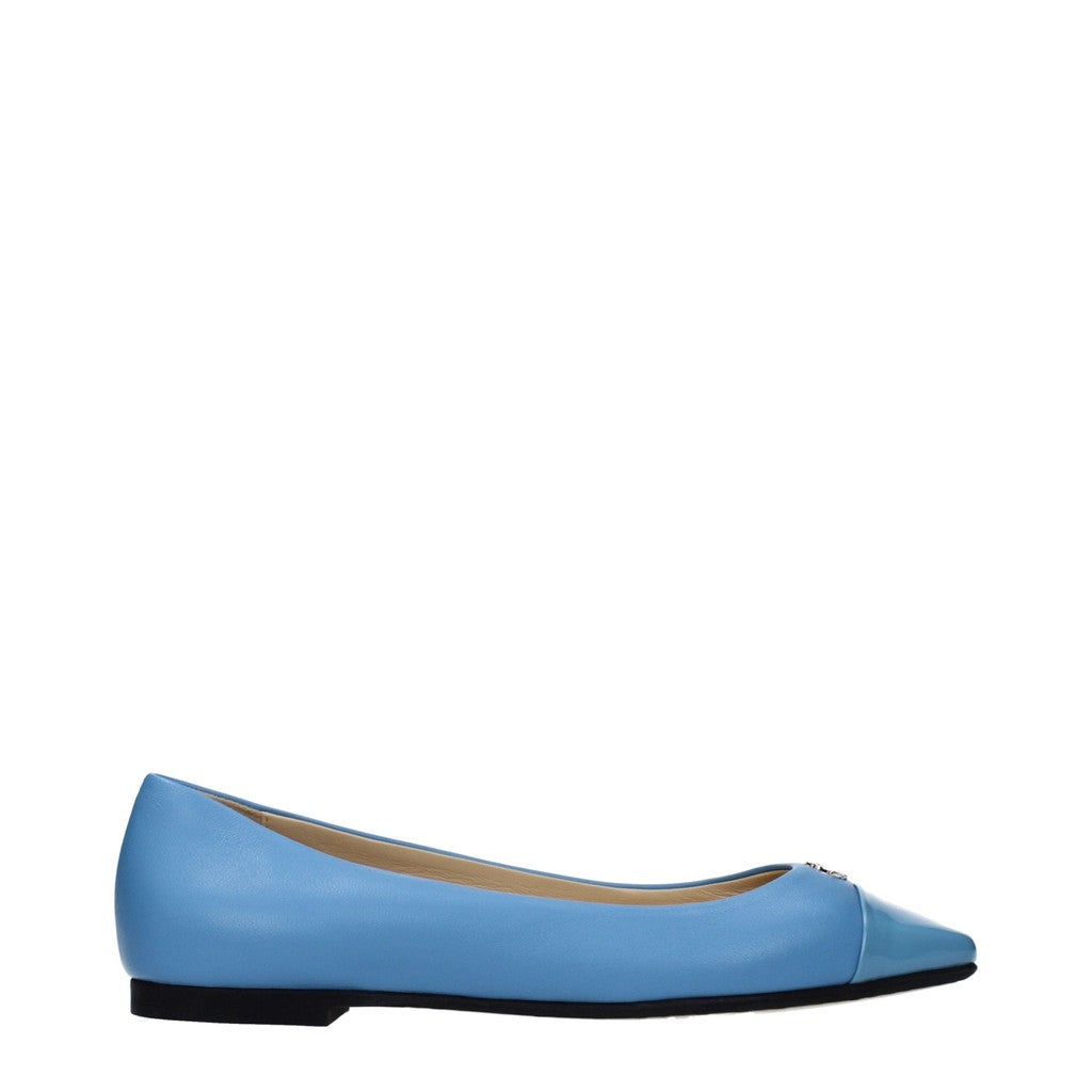 Jimmy Choo Leni Ballerina's van leer en lakleer – Lichtblauw