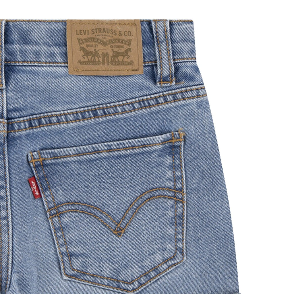 Levi's Kids Jeansshort met logo en rits- en knoopsluiting – Middenblauw