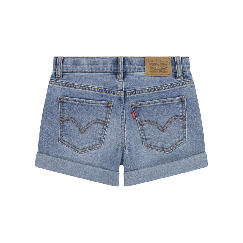 Levi's Kids Jeansshort met logo en rits- en knoopsluiting – Middenblauw