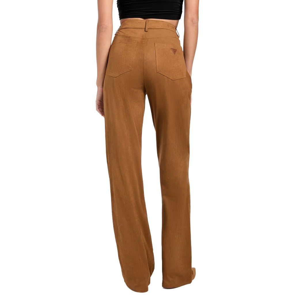 Guess Broek met vier zakken en logo – Cognac