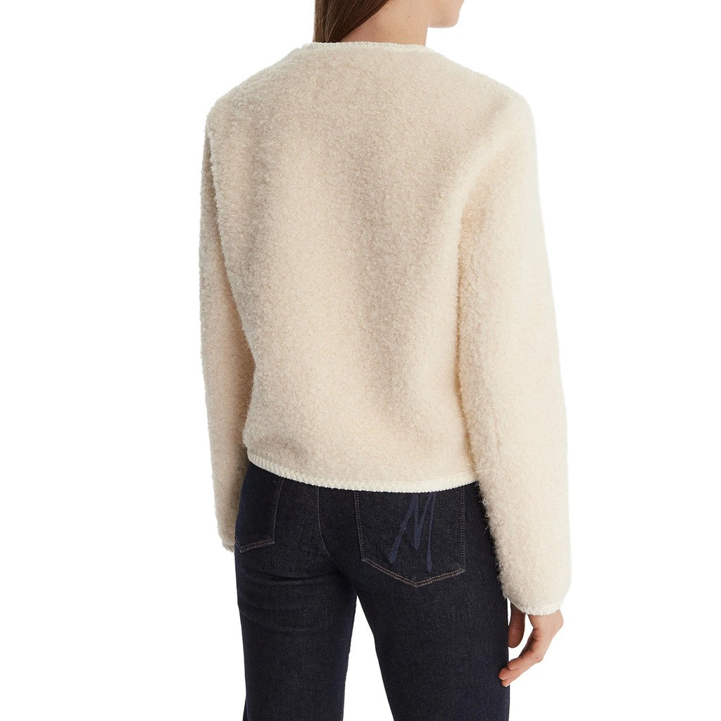 Guess Jas van imitatiebont met knoopsluiting – Crème