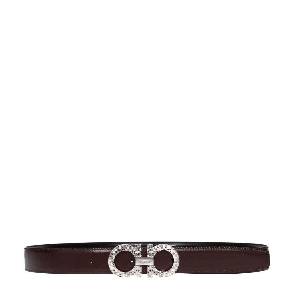 Salvatore Ferragamo Smalle leren riem – Zwart / Bruin