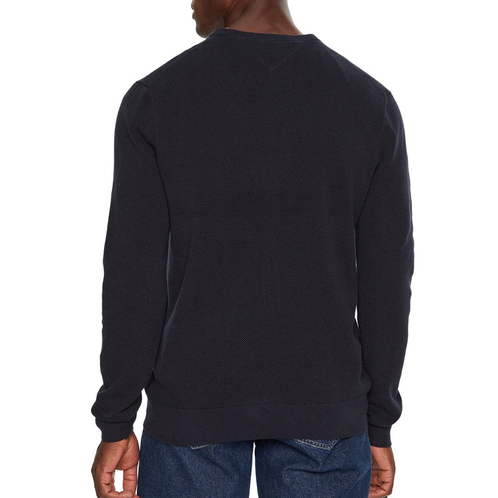Tommy Hilfiger Effen trui met ronde hals en logo – Marineblauw