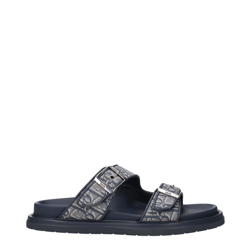 Christian Dior Sandalen van stof en leer – Grijs / Blauw