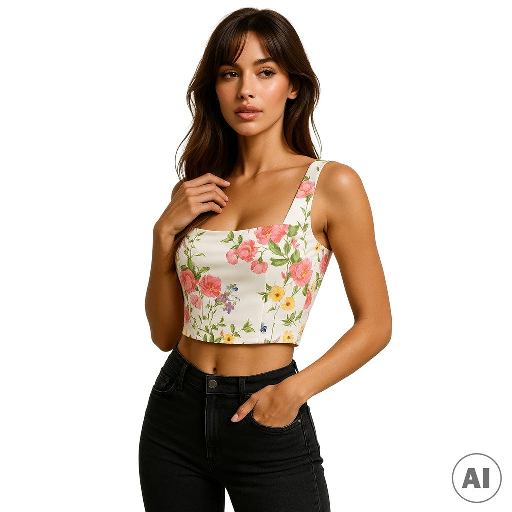 Guess Top met bloemendessin en ritssluiting – Meerkleurig